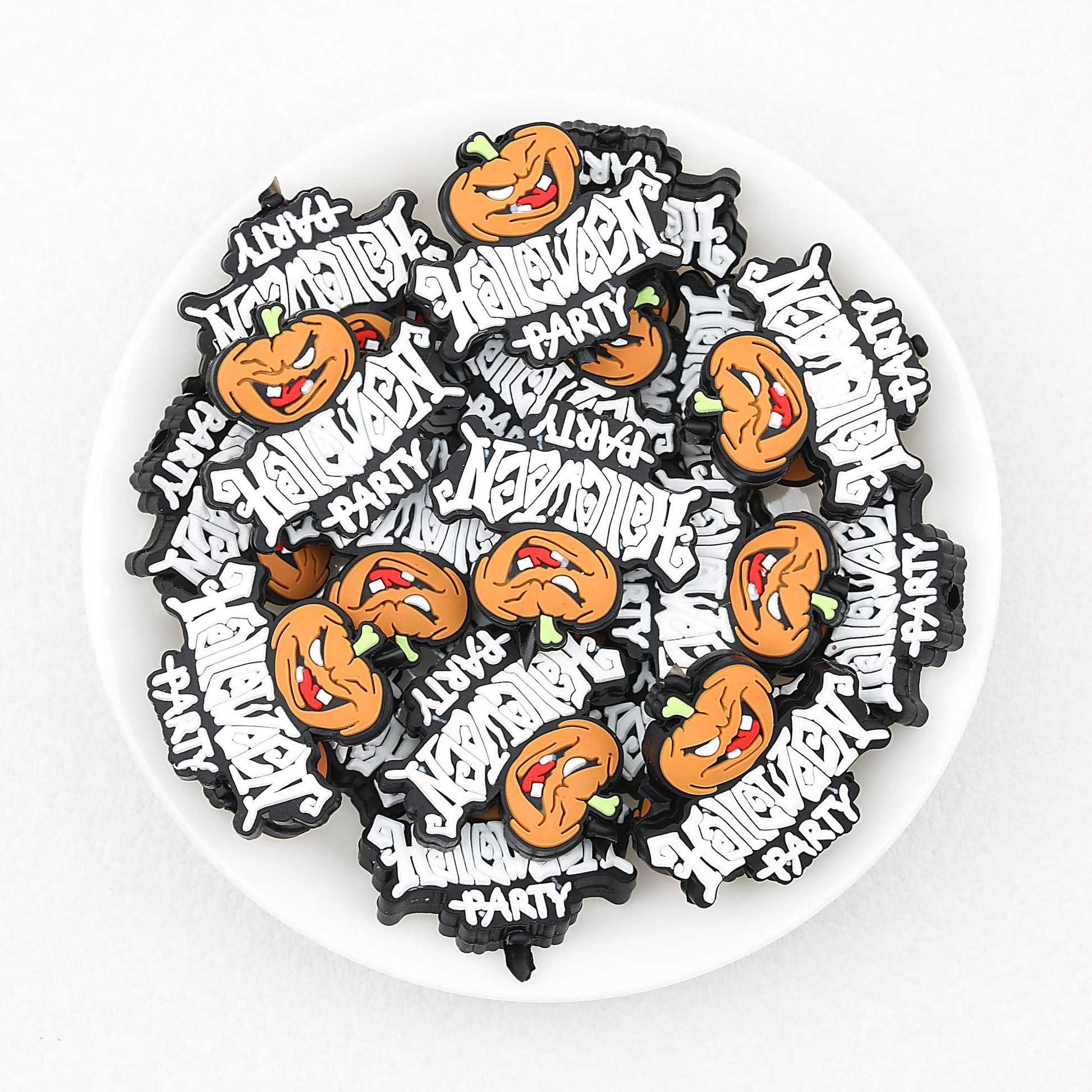 Halloween Pumpkin Silicone Focal Beads Spooky Party Design 20pcs - Pumpkin