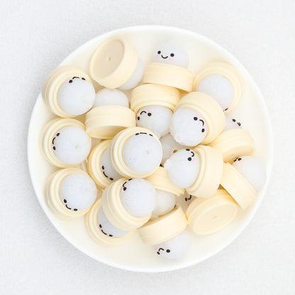 3D Colorful Steamer Glitter Buns Silicone Focal Beads 20pcs 5
