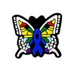 Silicone Focal Beads Ribbon Butterfly With Blue Ribbon Center 20pcs