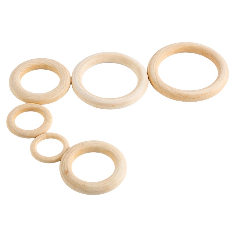 Unfinished Natural Schima Wooden Rings Classic Shape 20pcs