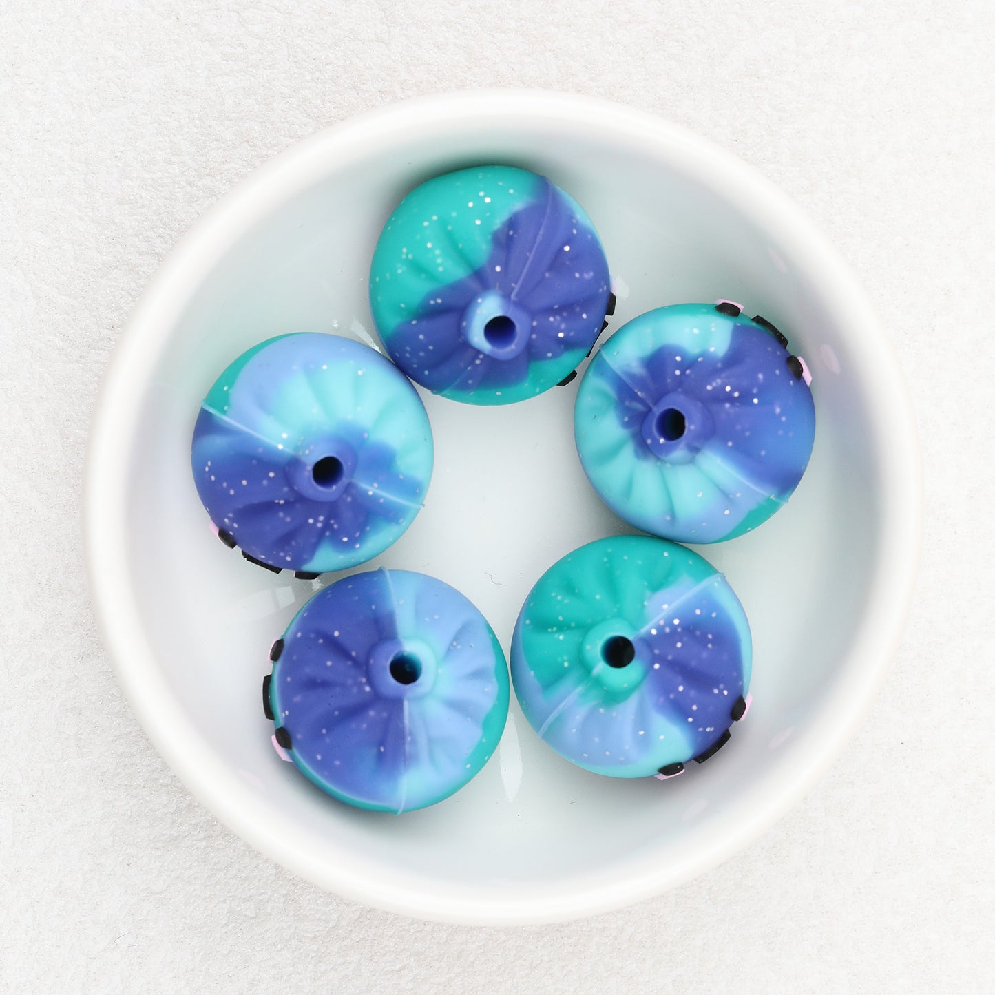 Colorful 3D Glittered Silicone Steamed Stuffed Bun Focal Beads 20pcs 13