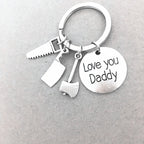Alloy Handyman Tool Round Tag Keychain Polished Silver Metal 9