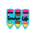 Silicone Focal Beads Teacher Life Pencil Trio with Script 20pcs