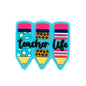 Silicone Focal Beads Teacher Life Pencil Trio with Script 20pcs