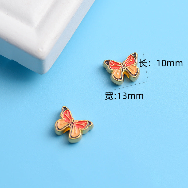 Butterfly Metal Beads 13mm Painted Double-Sided Zinc Alloy 10pcs 3