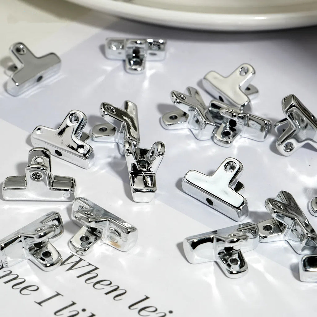 Plating Clip Acrylic Beads 20mm Silver Metallic 50pcs 2