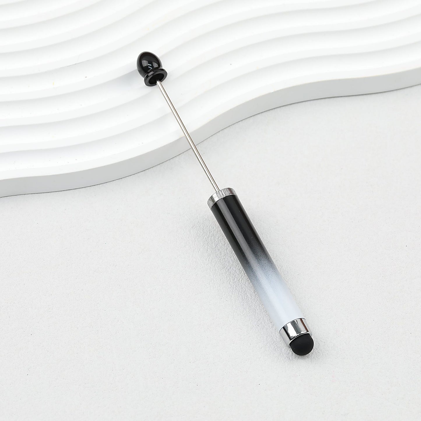 Gradient Color 3 In 1 Beadable Stylus Pens Plastic Body - Black gradient