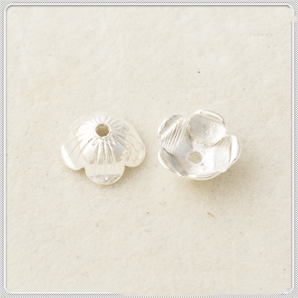 Alloy Five-Petal Bead Caps 12mm Chubby Bright Silver 100pcs 4
