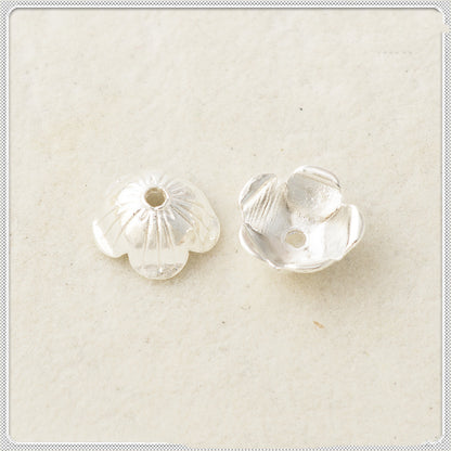 Alloy Five-Petal Bead Caps 12mm Chubby Bright Silver 100pcs 4