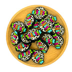 Silicone Focal Beads Teacher Colorful Text Leopard Print 20pcs 2