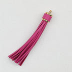 Silver PU Leather Tassel Keychain Metallic 9cm Length