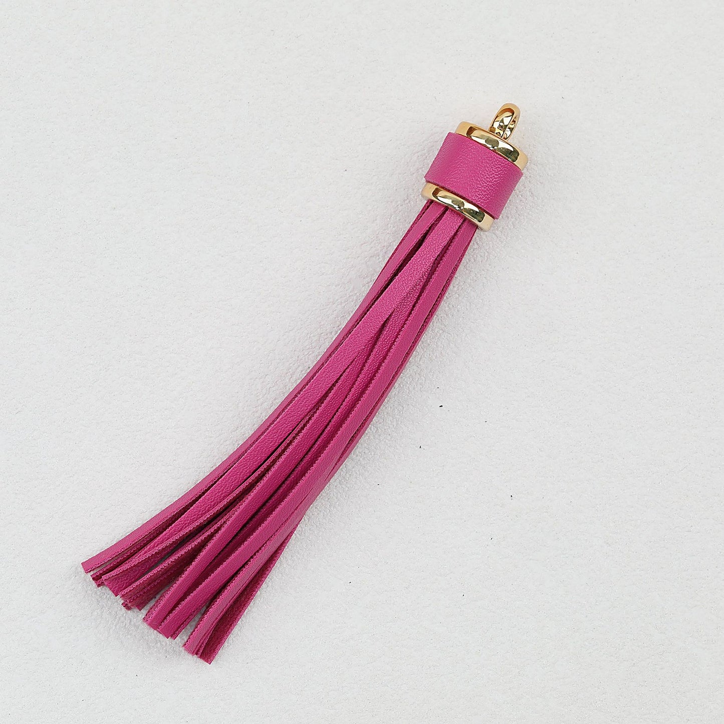 Silver PU Leather Tassel Keychain Metallic 9cm Length