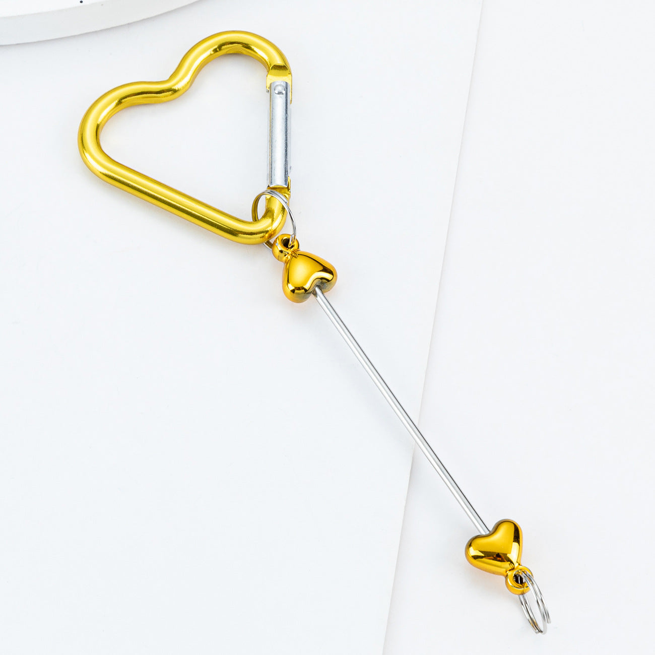 Beadable Metal Carabiners Heart-shaped With Bars