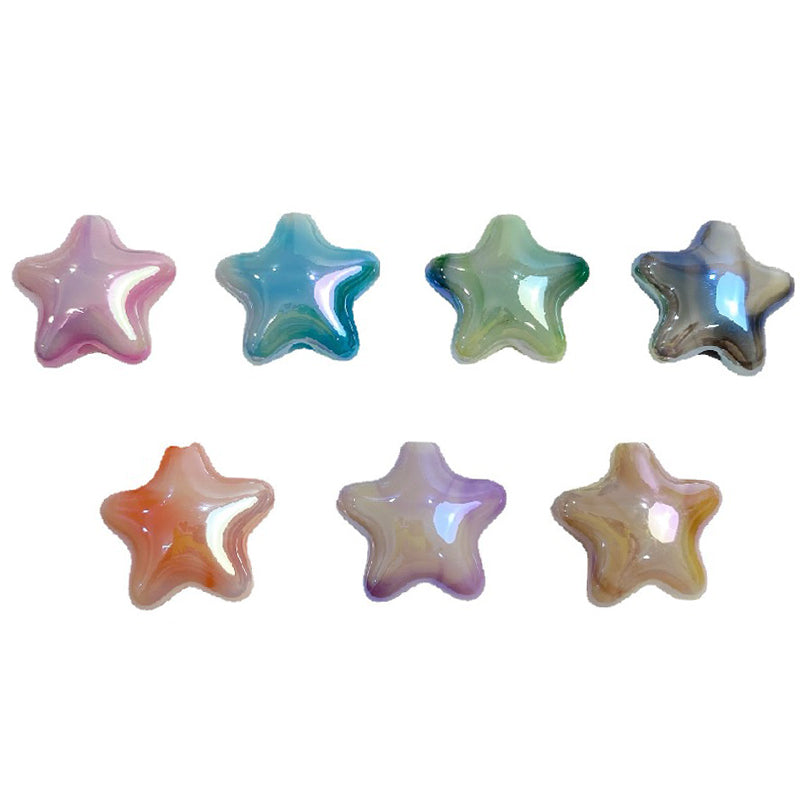 UV Finish Gradient Star Acrylic Beads 22x10mm Multicolor Pastel 50pcs
