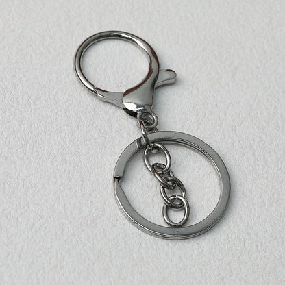 Zinc Alloy Lobster Clasp Keychain Hardware with Split Ring - Silver-Chain Style