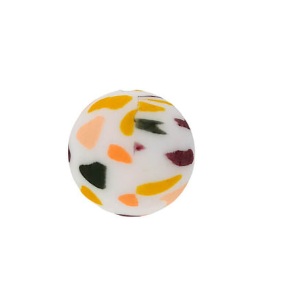 15mm Silicone Beads Terrazzo Print Multi Color 50pcs 7