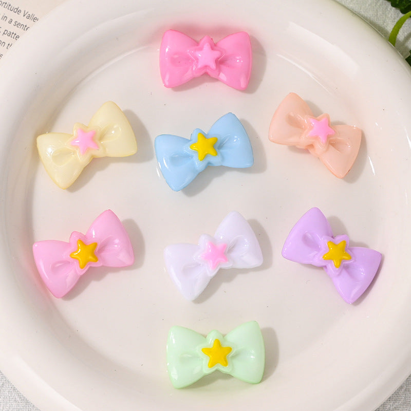 Star Bow Shape Acrylic Beads 27mm with Star Accent 50pcs