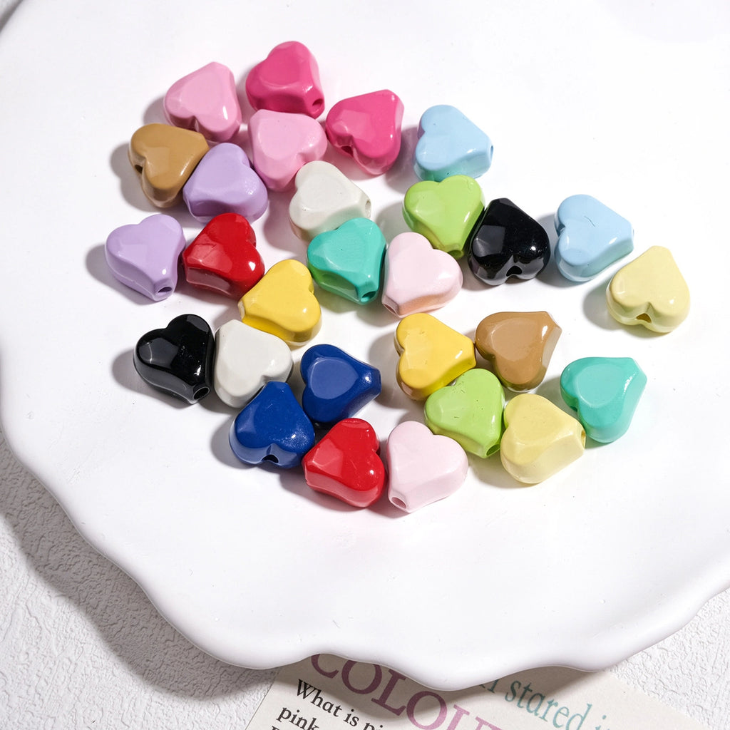 Irregular Faceted Heart Acrylic Beads 12mm Vibrant Colors 50pcs 3
