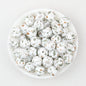 Colorful Pattern 15mm Silicone Round Beads 50pcs - Marble