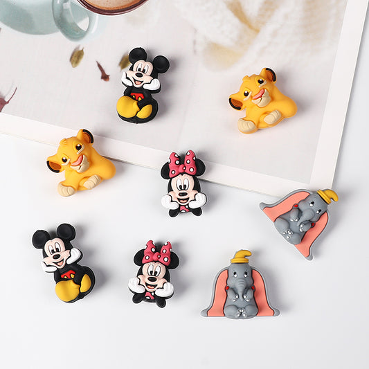 Silicone 3D Focal Beads Disney Mickey Minnie Simba Dumbo Front Facing 20pcs 2