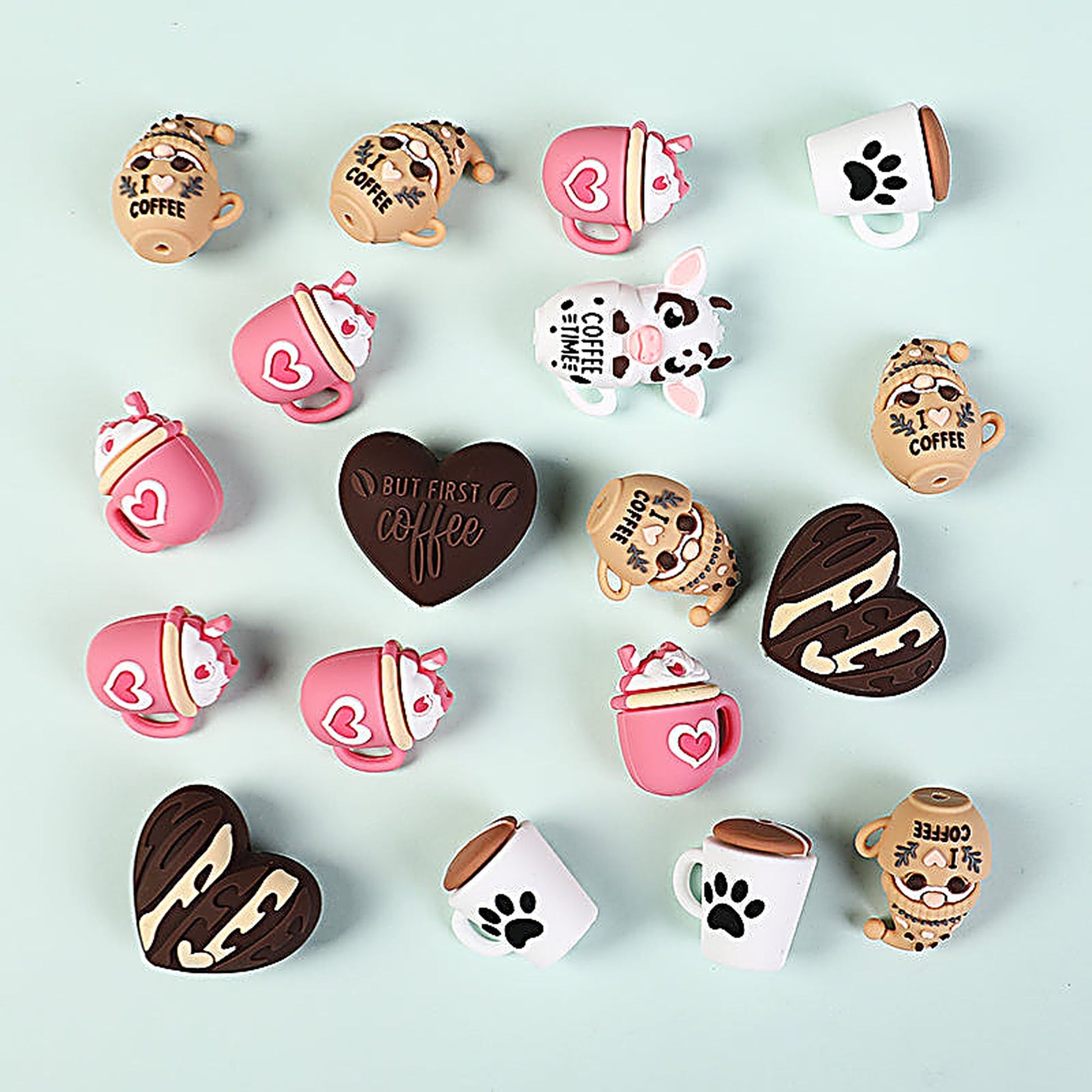 3D Coffee-Themed Silicone Focal Beads Cute Coffee Cups 20pcs