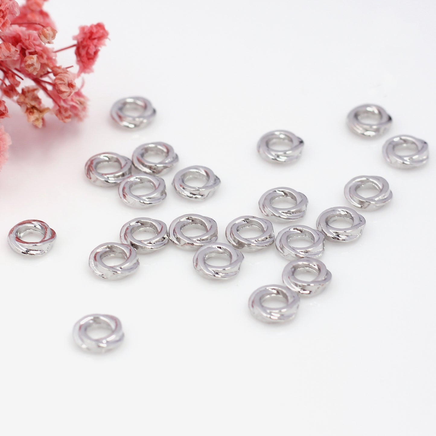Brass Circle Spacer Beads 4*1.1mm 6*1.6mm Jute Rope Texture 100pcs 5