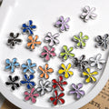 Irregular Flower Acrylic Beads 14mm Silver Enamel Mixed Colors 50pcs 2