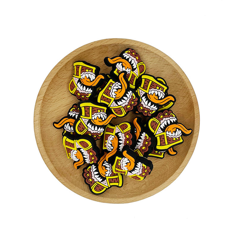 Silicone Focal Beads Monster Croc Fiery Crocodile Head Tongue Design 20pcs 2
