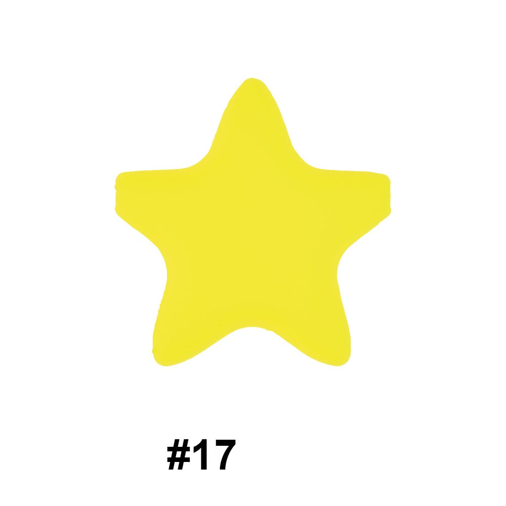 Star Shaped 45mm Silicone Beads Smooth Surface 50pcs 13