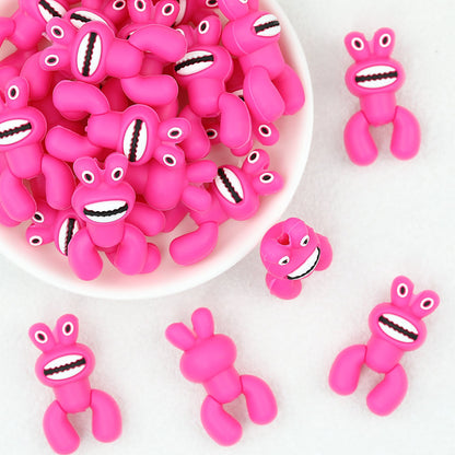 Bright Pink 3D Monster Silicone Focal Beads 20 pcs