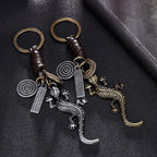 Alloy Gecko Lizard Keychain Antique Silver Vintage Style 3