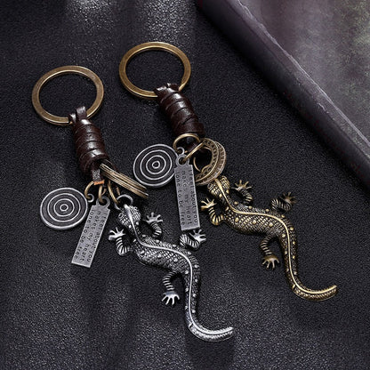 Alloy Gecko Lizard Keychain Antique Silver Vintage Style 3