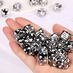 Striped Heart and Star Pattern Acrylic Square Beads 14mm 10pcs