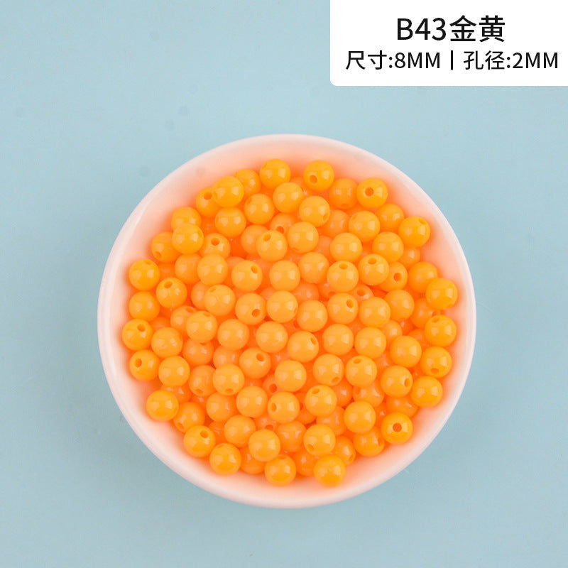 Solid Color Round Acrylic Beads 8mm 100g 25