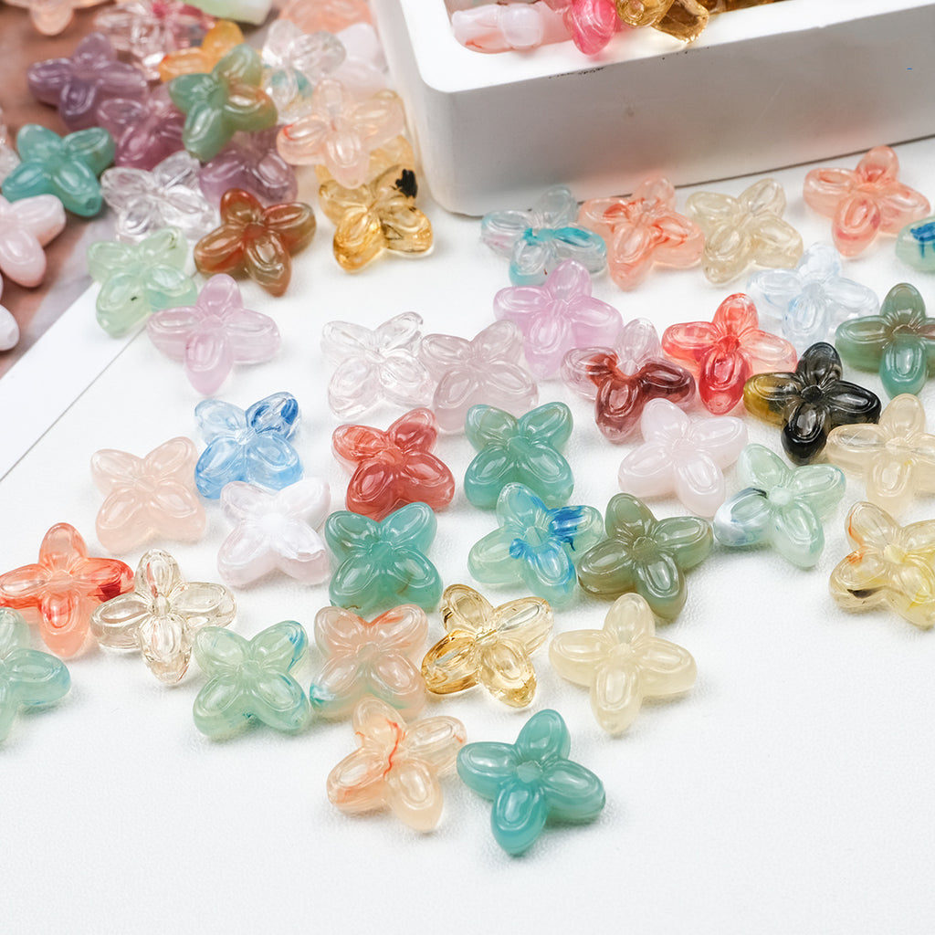 Vintage Clover Acrylic Beads 17mm Transparent Imitation Agate 100pcs 3