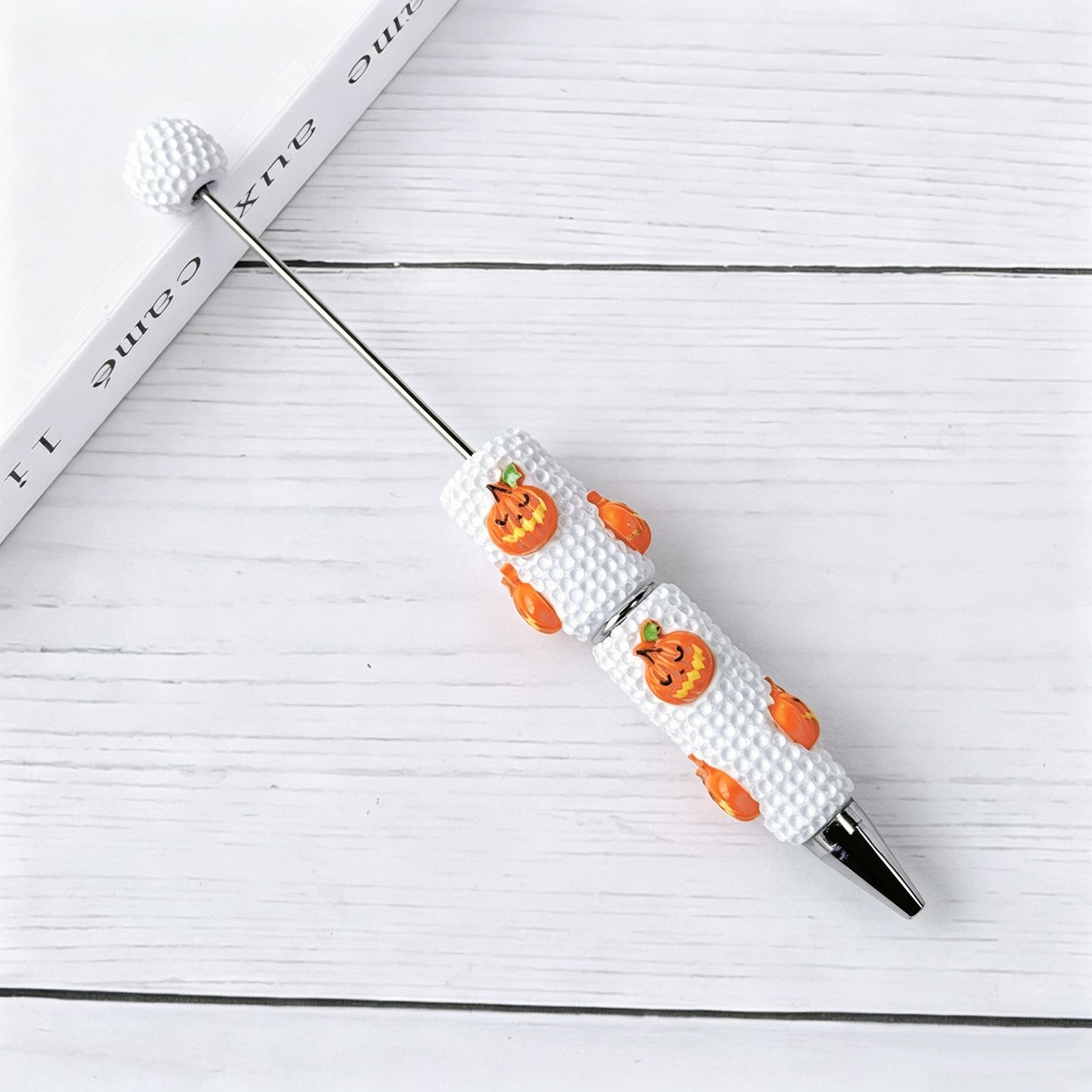 Beadable Halloween Pen with Pumpkin Ghost and Skull Designs 16