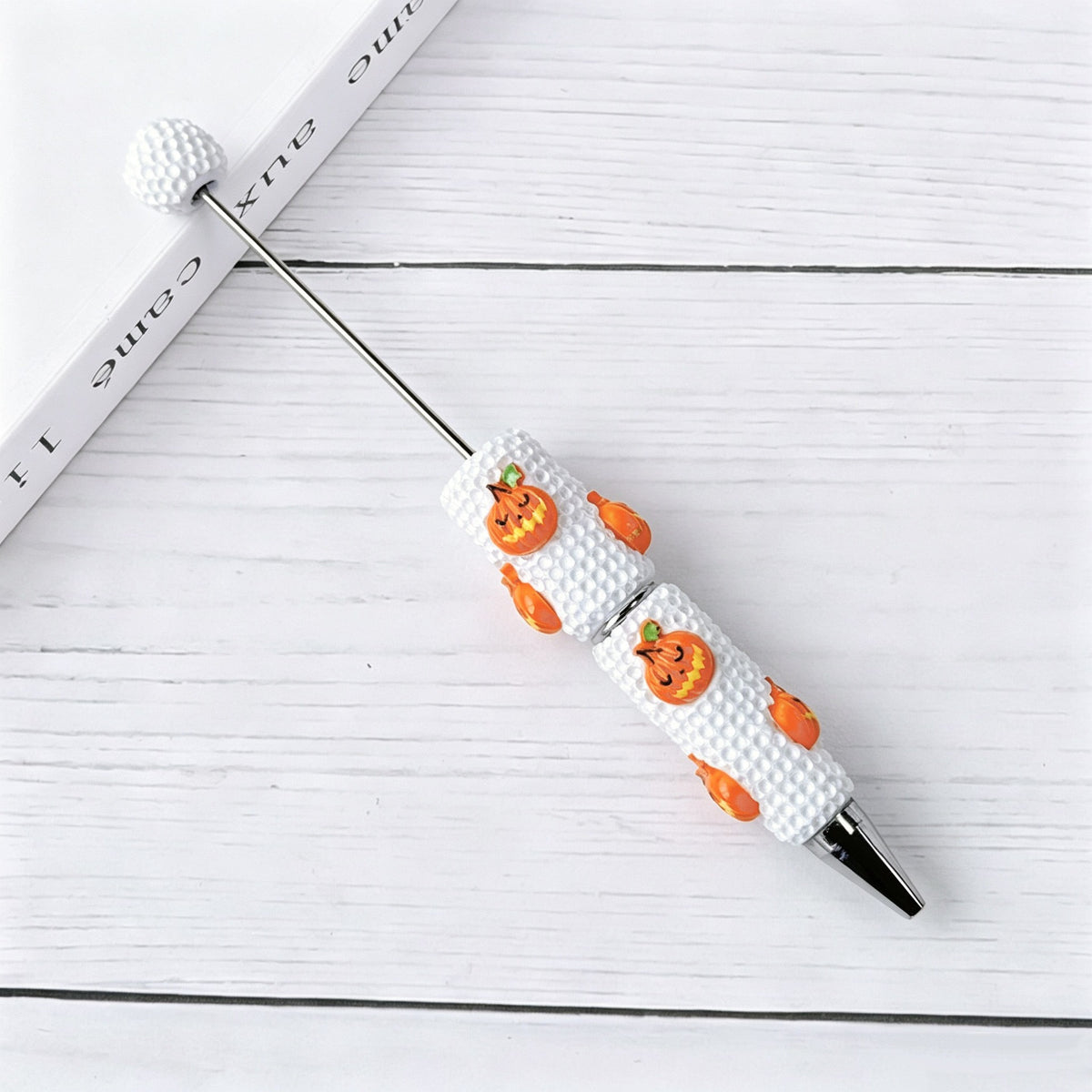Beadable Halloween Pen with Pumpkin Ghost and Skull Designs 16