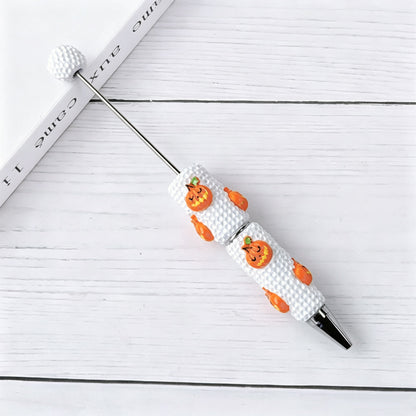 Beadable Halloween Pen with Pumpkin Ghost and Skull Designs 16