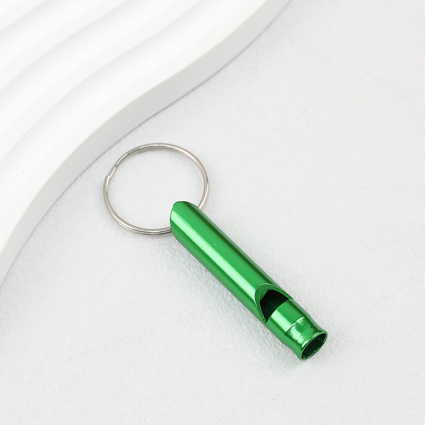 Outdoor Survival Whistle Keychain Aluminum Alloy Lightweight Durable - green