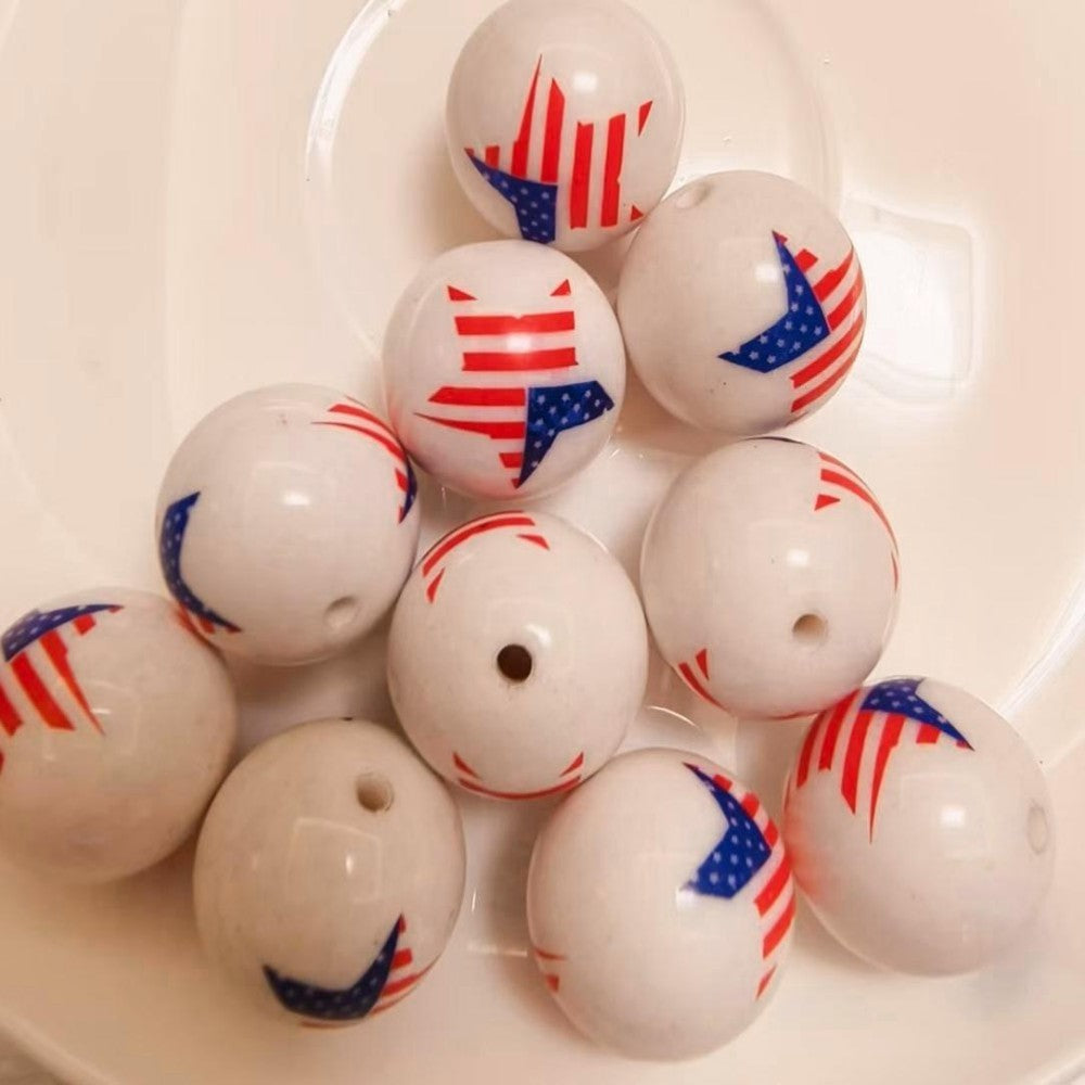 Patriotic Star Shape 20mm Bubblegum Acrylic Beads 10pcs 2