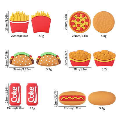 Silicone 3D Focal Beads Fast Food Chicken Nuggets French Fries Taco Pizza 20pcs 13