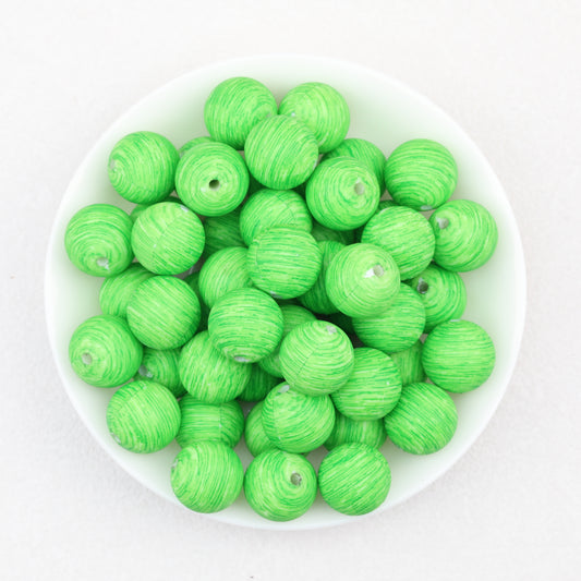 15mm Ocean Style Printed Round Silicone Beads Green Blue 50pcs 2