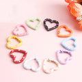 Metal Painted Dotted Heart Trigger Spring Keyrings 25mm 10pcs 2