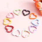 Metal Painted Dotted Heart Trigger Spring Keyrings 25mm 10pcs 2