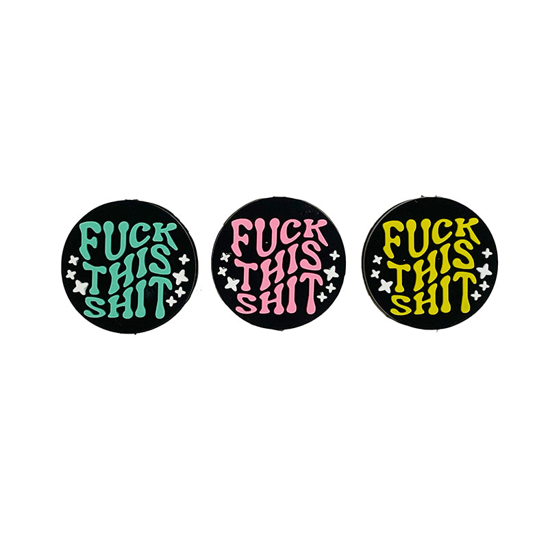 Silicone Focal Beads Fuck This Shit Retro Text with Stars 20pcs