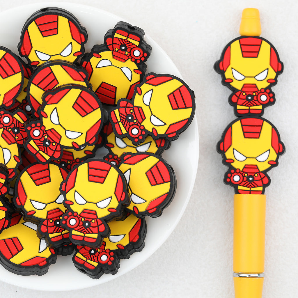 Cute Iron Man Silicone Focal Beads 20Pcs 