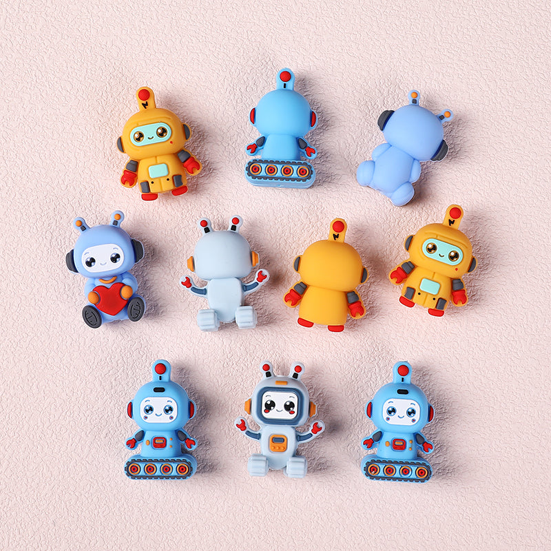 Silicone 3D Focal Beads Love Robot Holding Heart 20pcs 4