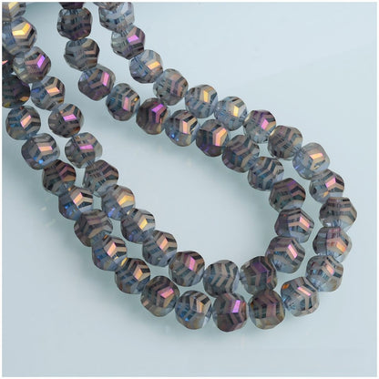 Faceted Glass Beads 10mm Matte Frosted Wavy Line Pattern 70pcs 8