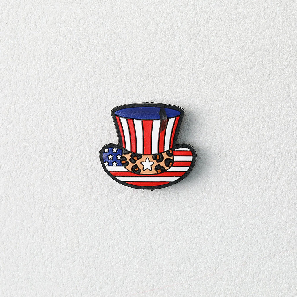 US Independence Day Gentleman Hat Silicone Focal Beads 20pcs