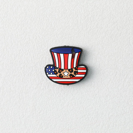 US Independence Day Gentleman Hat Silicone Focal Beads 20pcs